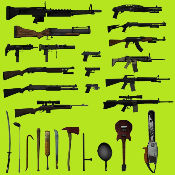 Left 4 Dead weapon lineup
